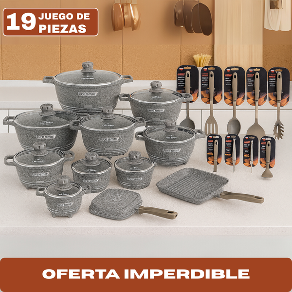 Conjunto de Ollas de Cerámica 19 Piezas Antiadherentes [ÚLTIMAS UNIDADES]